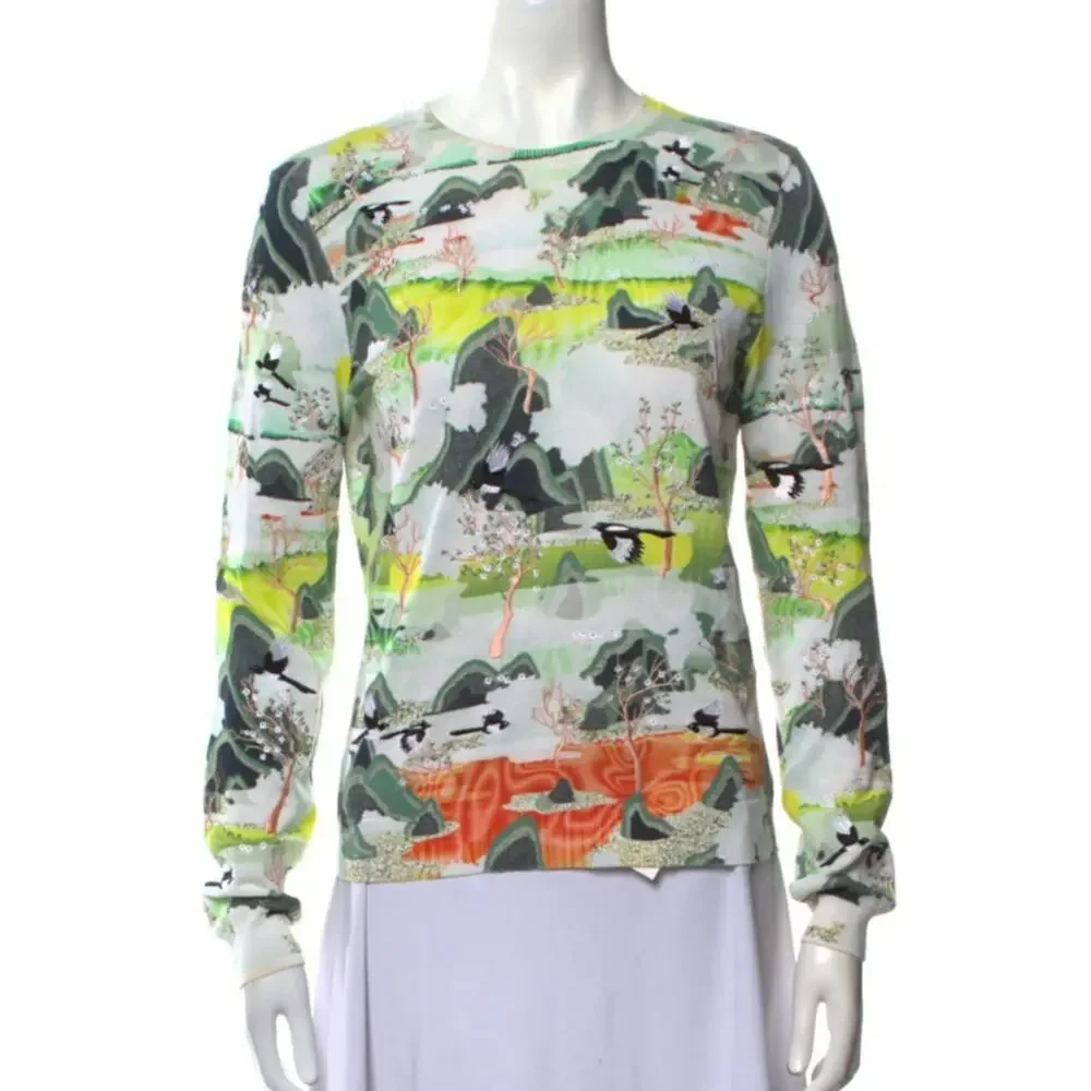 Opening Ceremony Japanese Landscape Art Sz S Sweater Long Sleeve Runway (V5
